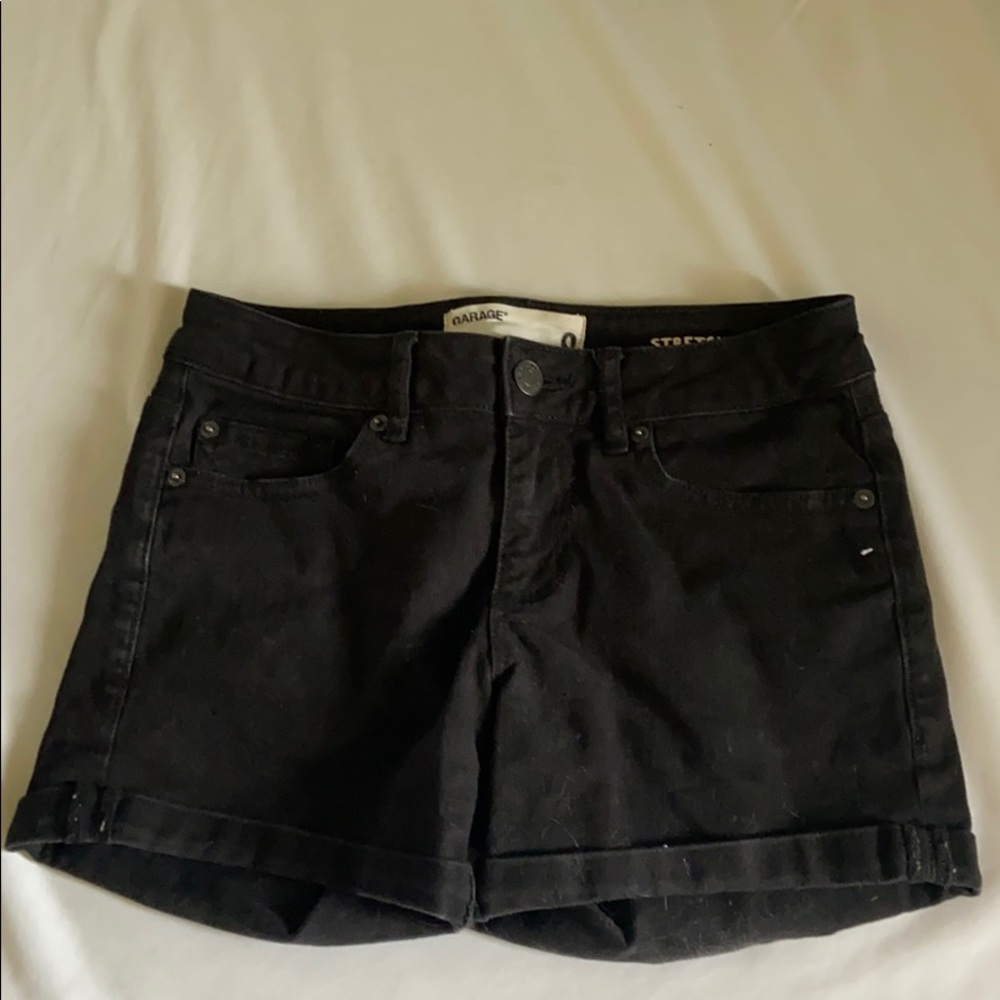 Black denim shorts
